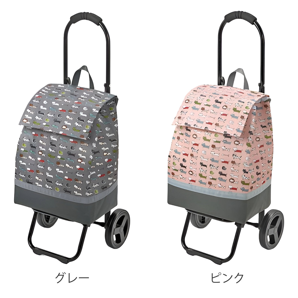 ウノフク ショッピングカート ネコ柄 折りたたみ 軽い 買い物中