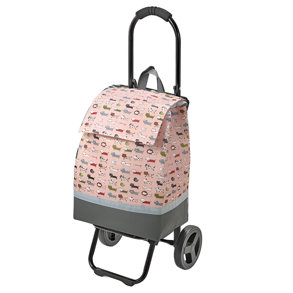 ウノフク ショッピングカート ネコ柄 折りたたみ 軽い 買い物中