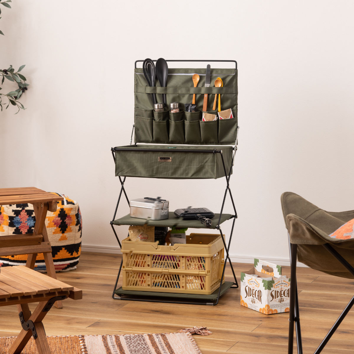 東谷 収納棚 フォールディングラック 同色3個セット 3段 折りたたみ