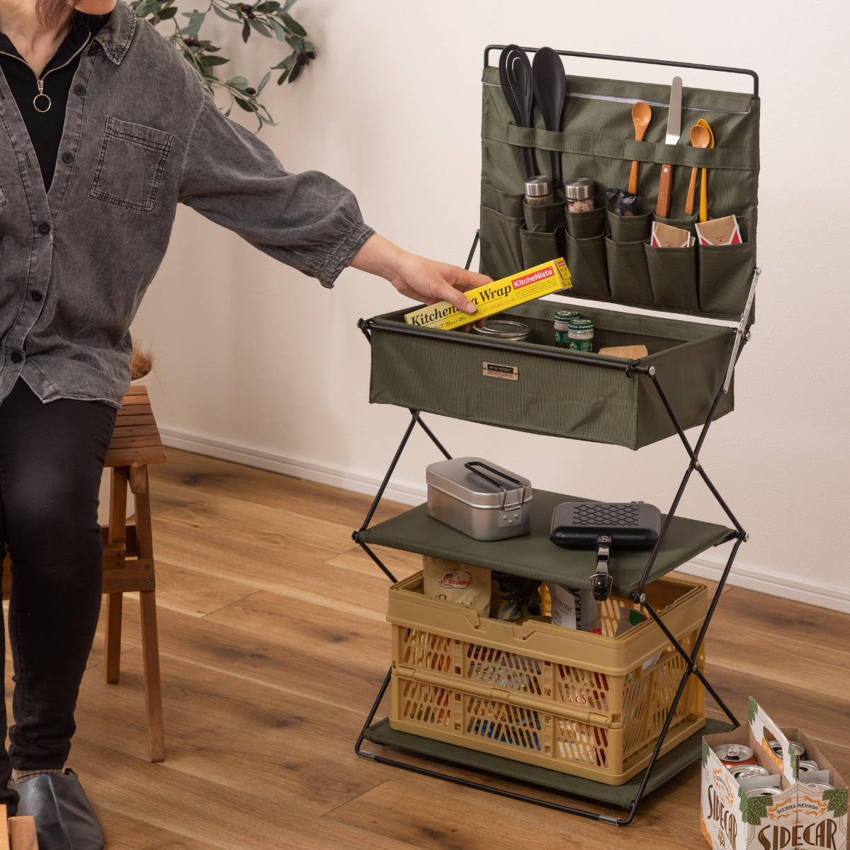 東谷 収納棚 フォールディングラック 同色3個セット 3段 折りたたみ