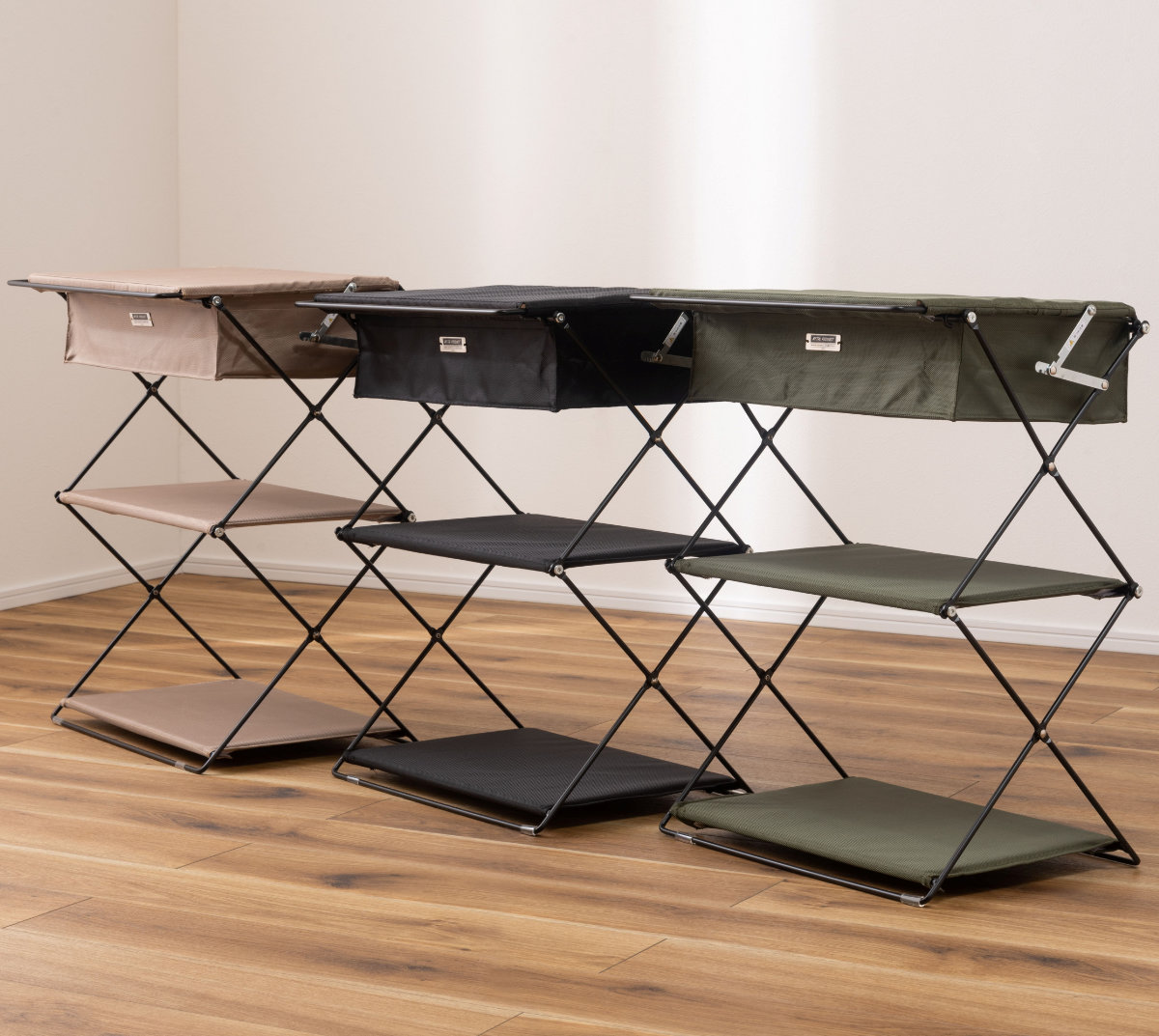 東谷 収納棚 フォールディングラック 同色3個セット 3段 折りたたみ