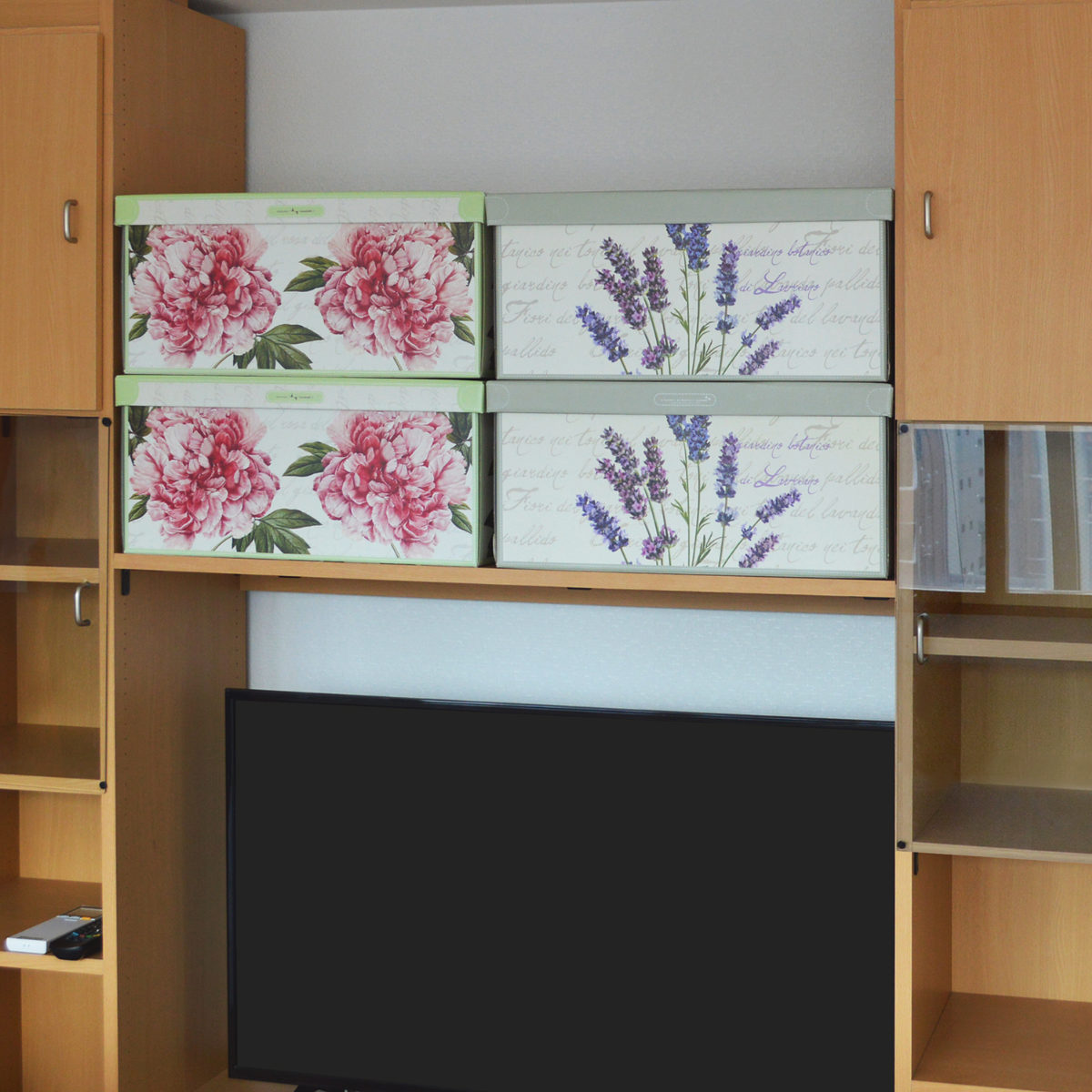 英国農村風景＆花木～本格トールペイント　希少/一点もの　収納ＢＯＸ　美品 収納ケース スタッキングコンテナ ピオニー L イタリア製 （ 収納