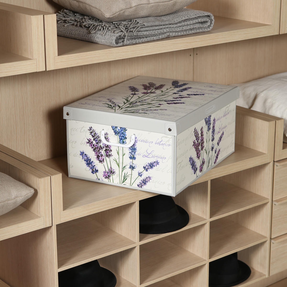 英国農村風景＆花木～本格トールペイント　希少/一点もの　収納ＢＯＸ　美品 収納ケース スタッキングコンテナ ピオニー L イタリア製 （ 収納
