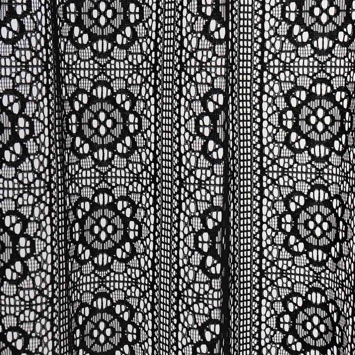 レースカーテン ブラックレース 130×176〜228cm 2枚組 （ カーテン