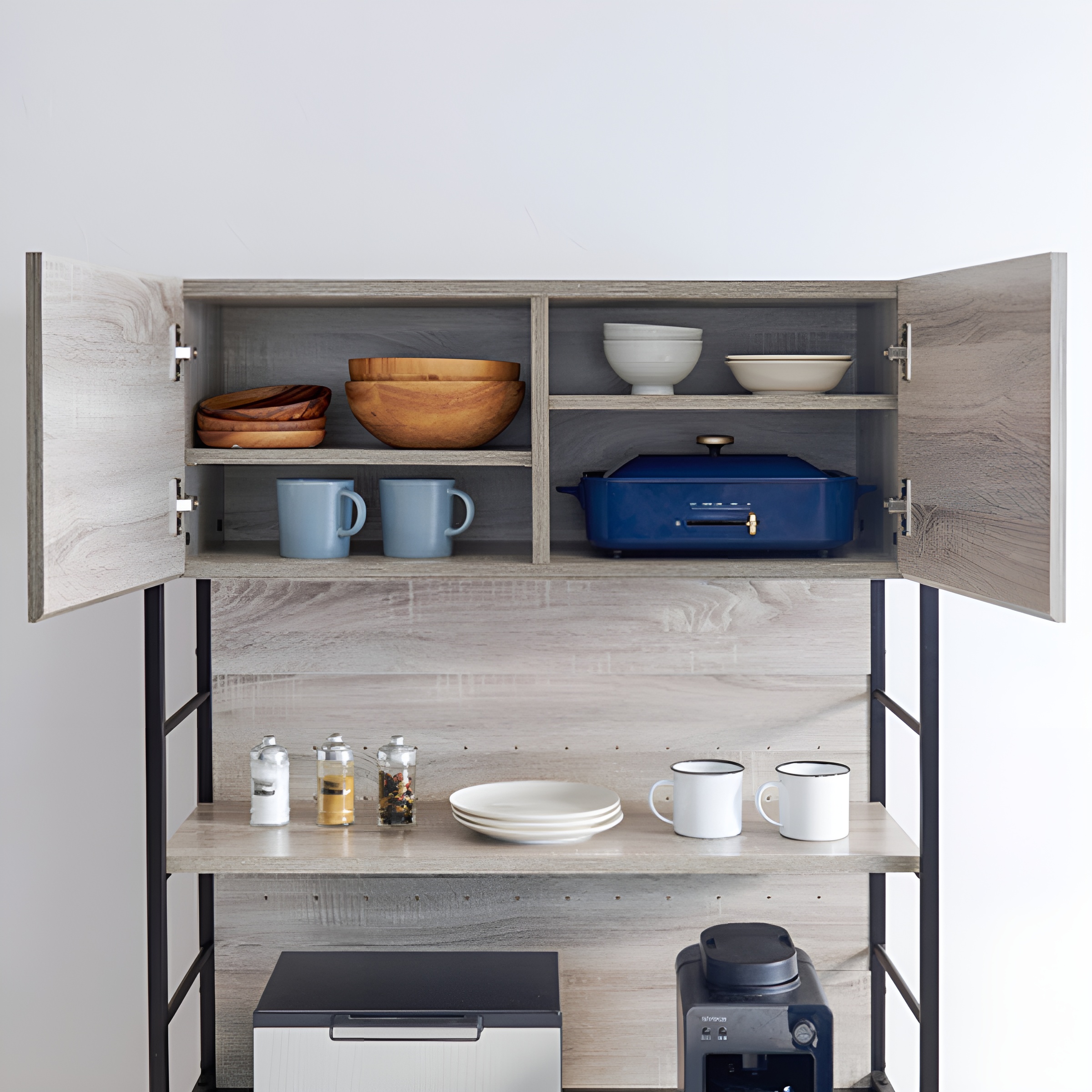 HAGiHARA（萩原） キッチンラック ハイタイプ ヴィンテージ調 家電収納