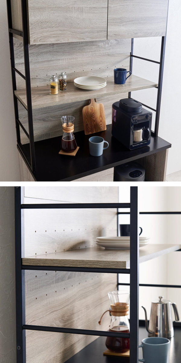 HAGiHARA（萩原） キッチンラック ハイタイプ ヴィンテージ調 家電収納