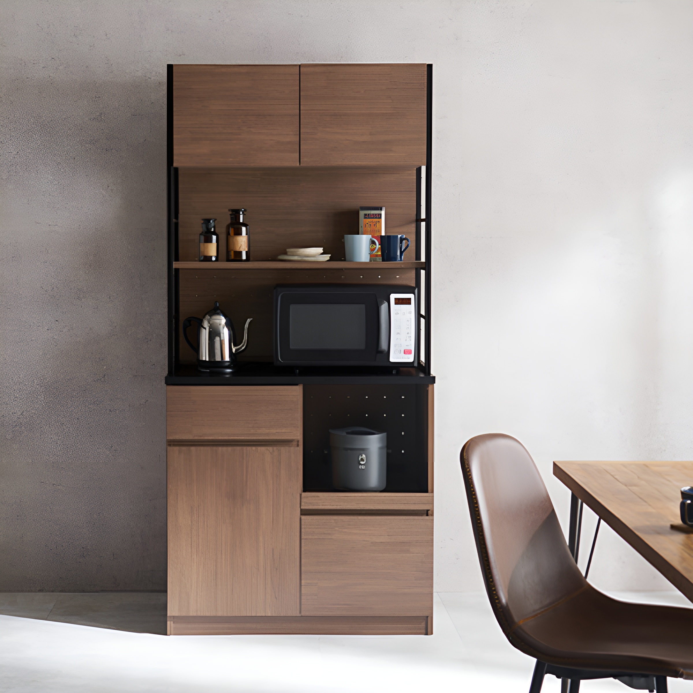 HAGiHARA（萩原） キッチンラック ハイタイプ ヴィンテージ調 家電収納