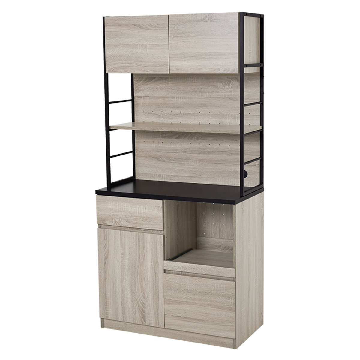 HAGiHARA（萩原） キッチンラック ハイタイプ ヴィンテージ調 家電収納