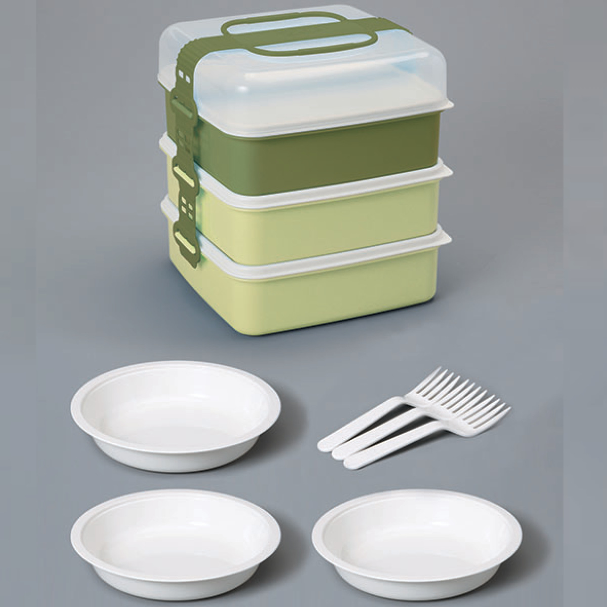 サンコープラスチック お重 3段 リオパックL 8100ml 取り皿付き