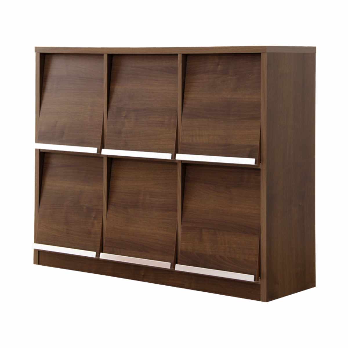 オーク調 フラップ扉付き 6マス収納棚／キャスター付き（完成品） ホームテイスト（HOME taste） 収納ラック 幅114.5cm フラップ扉 6枚