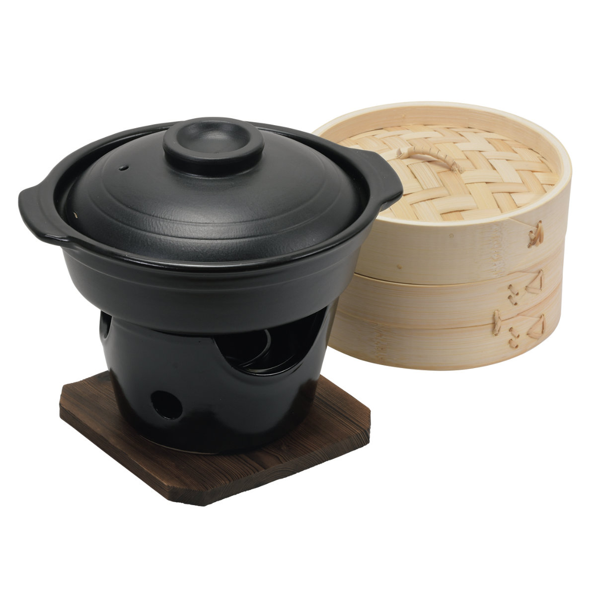 せいろ付き寄せ鍋 コンロセット 陶器製 和ごころ懐石 卓上鍋 （ 懐石鍋