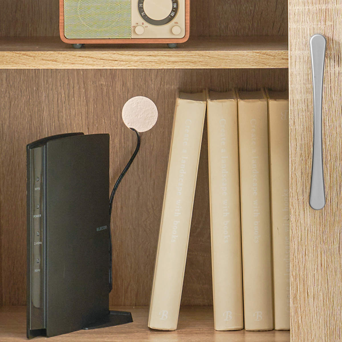 HAGiHARA（萩原） シューズボックス 幅89cm 木目調 通気口兼コード穴