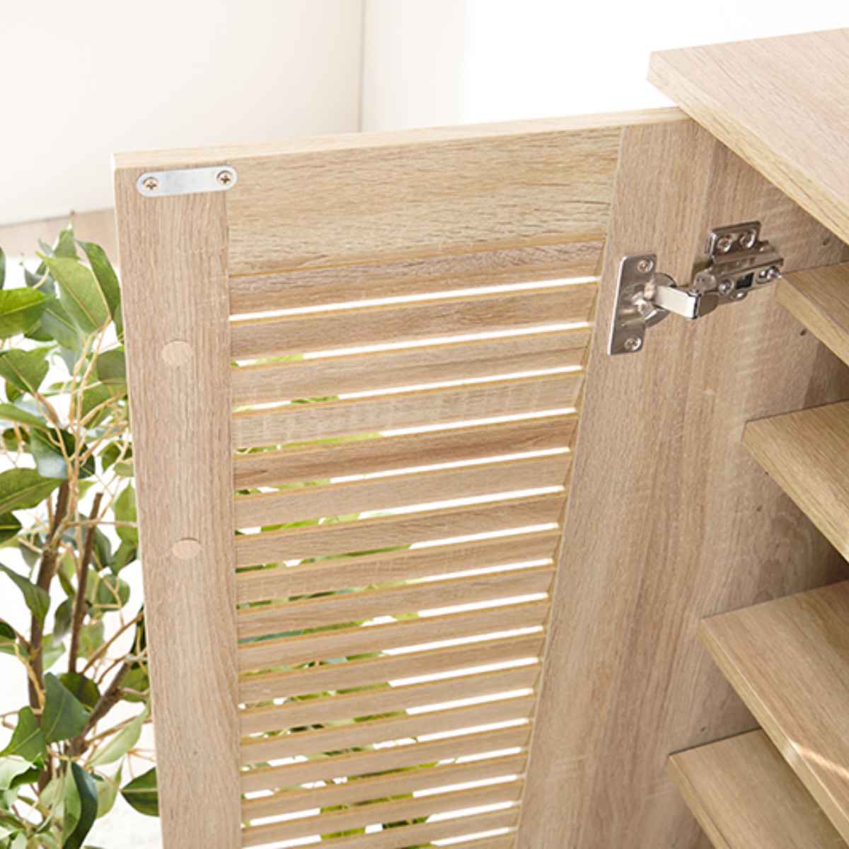 HAGiHARA（萩原） シューズボックス 幅89cm 最大28足収納可能 木目