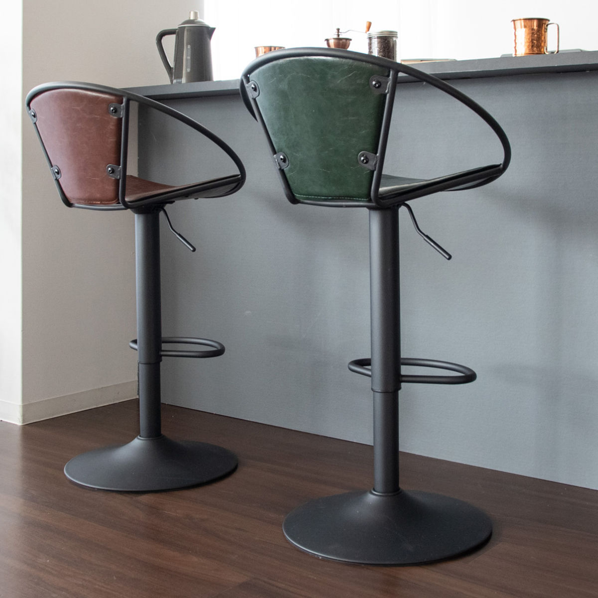 宮武製作所 バーチェア 座面高58.5〜79cm ラウンドフレーム