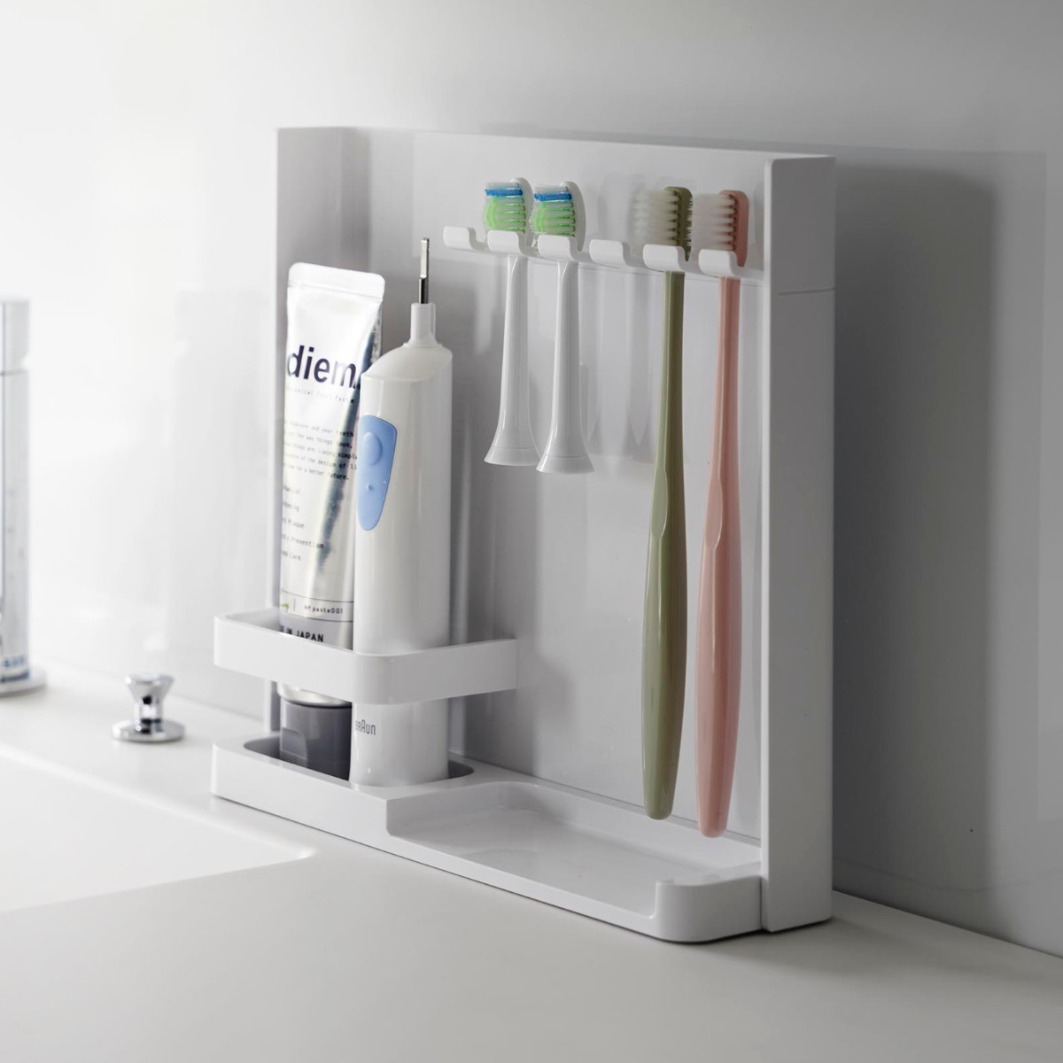 tower 山崎実業 目隠し歯ブラシ＆チューブスタンドタワー