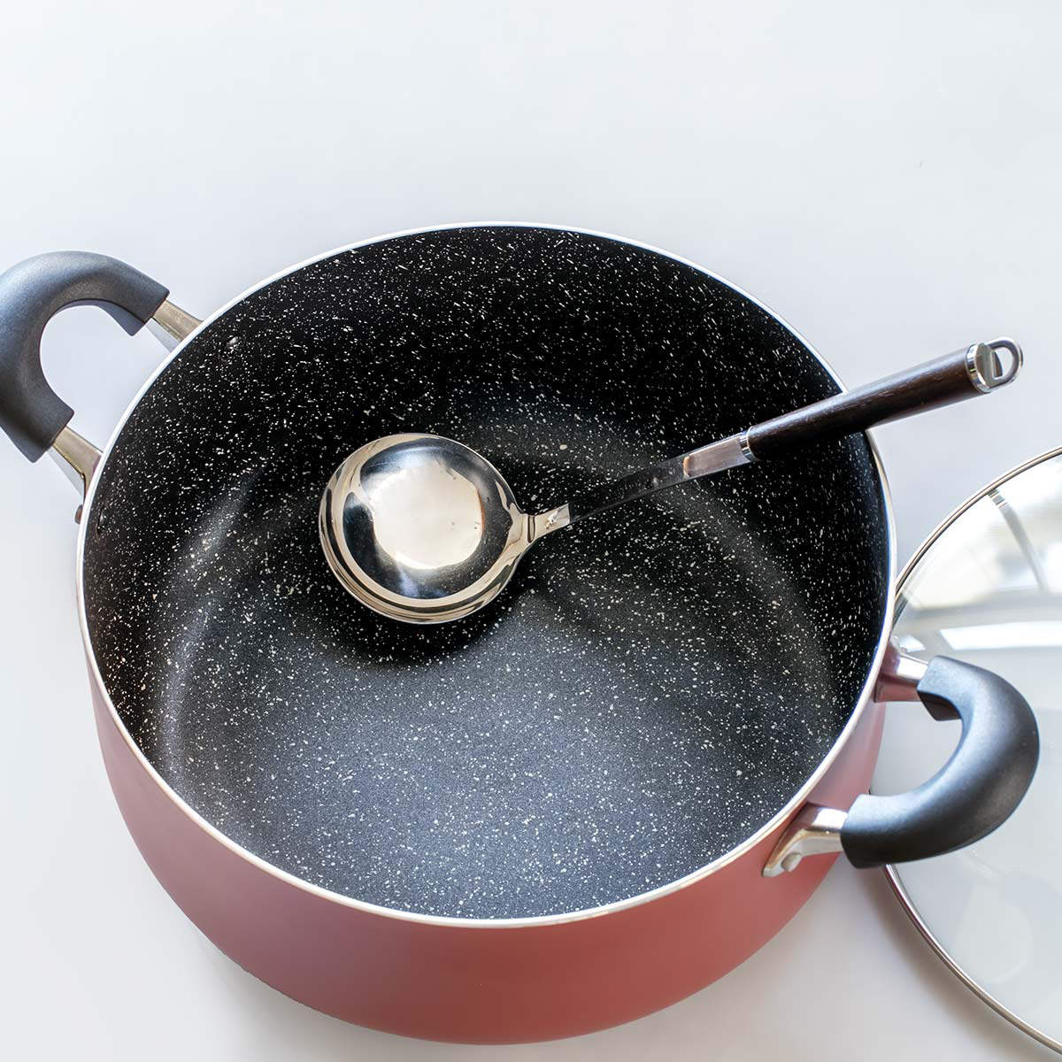 両手鍋 30cm IH対応 マーブル 大きな鍋 （ ガス火対応 鍋 両手なべ