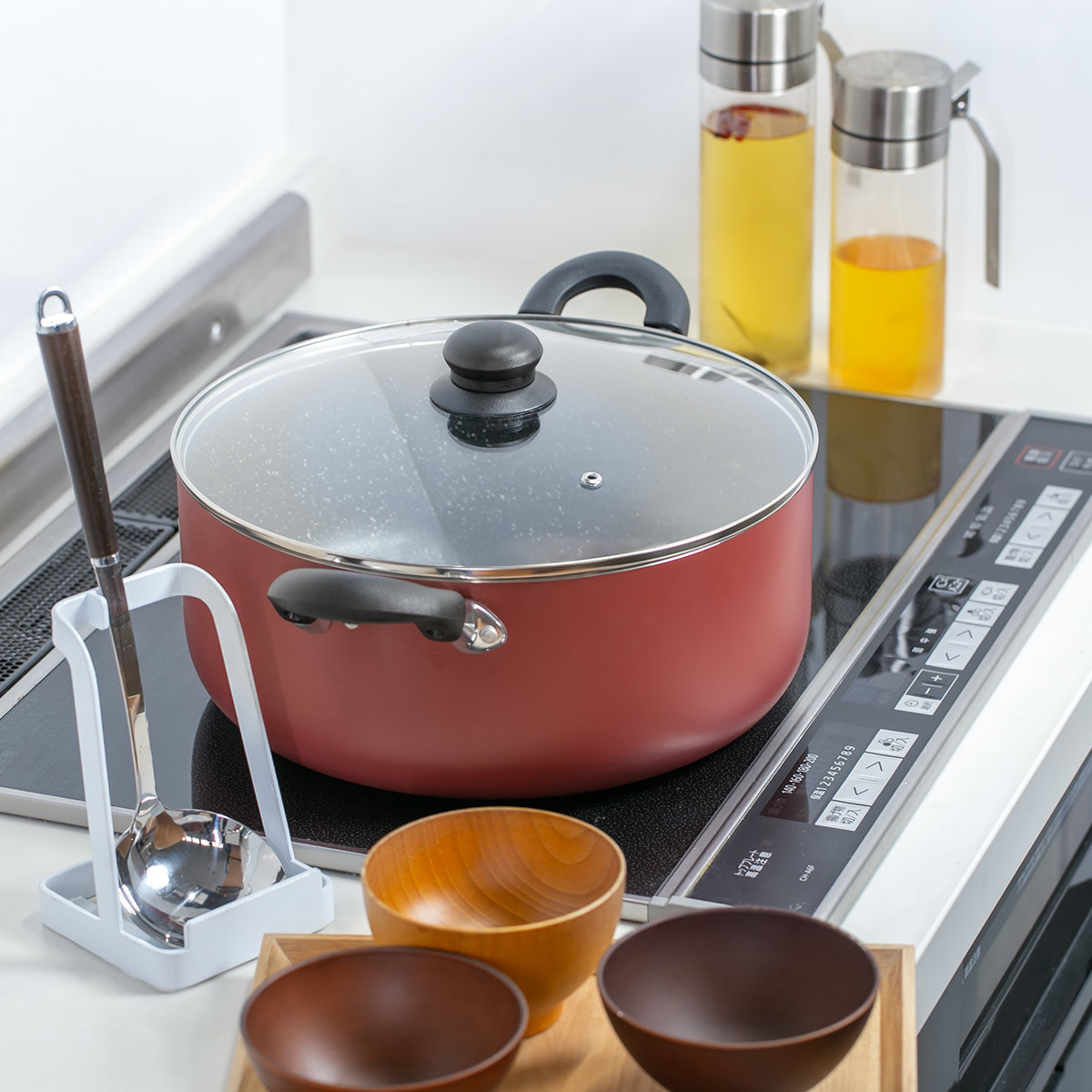 両手鍋 30cm IH対応 マーブル 大きな鍋 （ ガス火対応 鍋 両手なべ