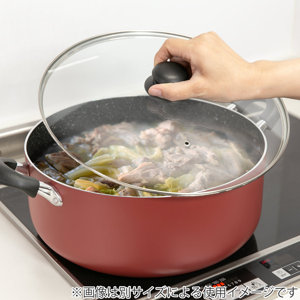 両手鍋 32cm IH対応 マーブル 大きな鍋 （ ガス火対応 鍋 両手なべ