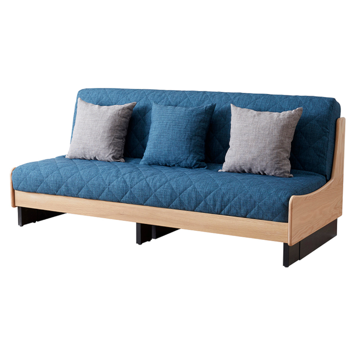 ソファベッド 3人掛け 伸縮 カバー マットレス 洗浄可能 天然木