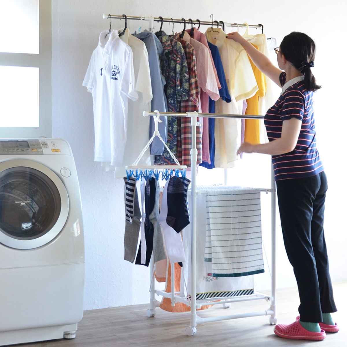 B.Bファニシング 物干し 室内 コンパクト ワンタッチ収納洗濯物干し
