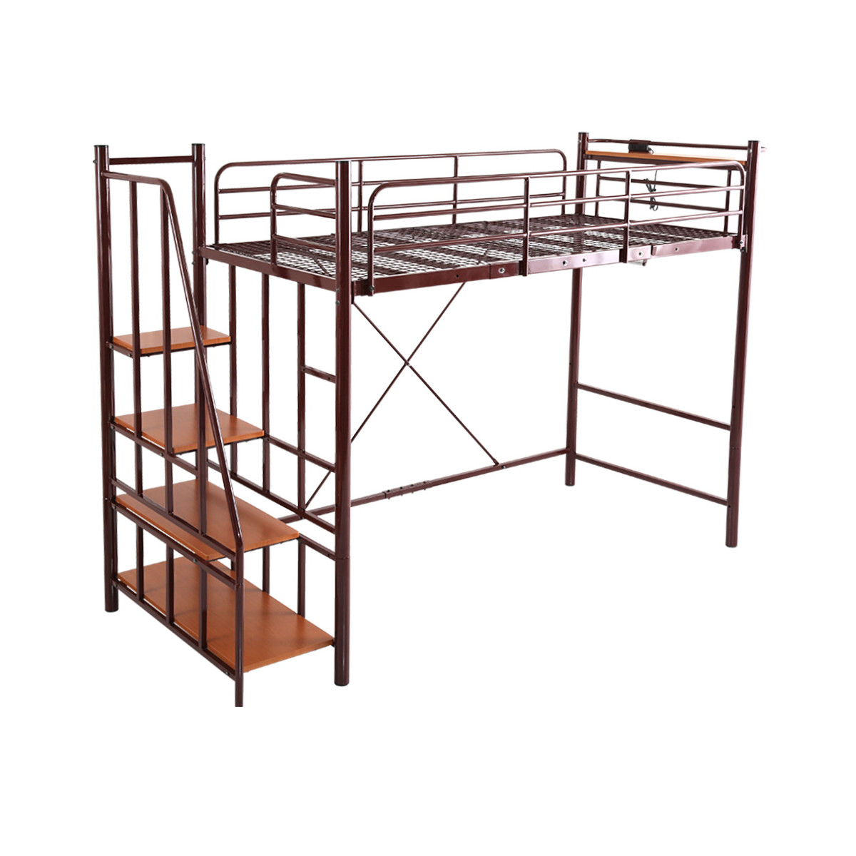 ロフトベッド シングル 階段付き メッシュ 宮棚 2口コンセント付き