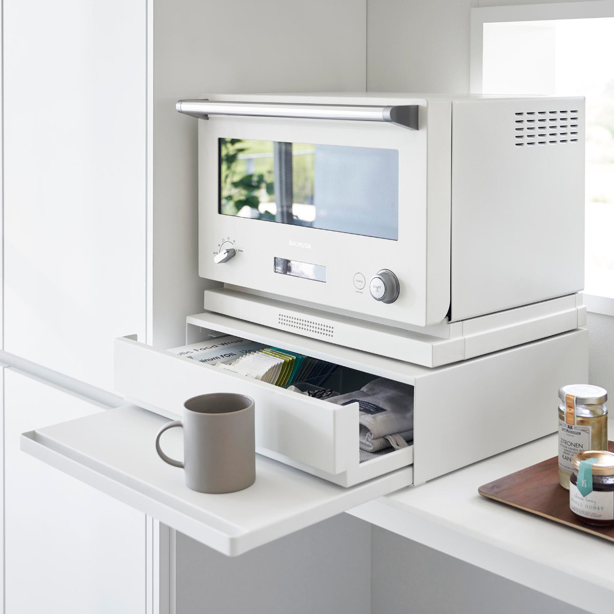 tower 山崎実業 ツーウェイ キッチン家電下引き出し＆スライドテーブル