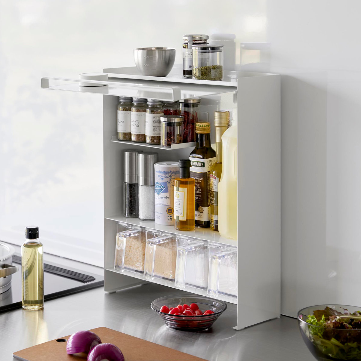 tower 山崎実業 前が開く 隠せる調味料ラック タワー （ 4903208020091