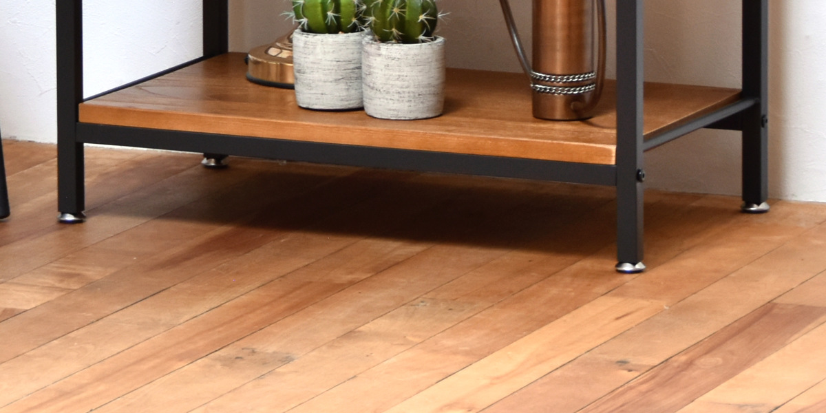 B.Bファニシング オープンラック 2段 ヴィンテージ調 天然木棚板 幅