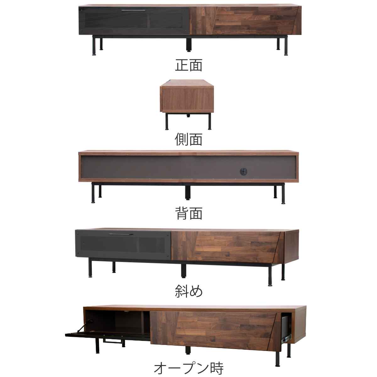 GART(ガルト)よりローボードのご紹介です。ブラックガラスを使用したシンプルデザインのTVボードはナチュラルモダンな印象。カジュアルスタイルや北欧スタイルなどにおすすめのテレビ台です。BH432 GART（ガルト） テレビ台 ローボード ヴィンテージ調 ダークガラス扉