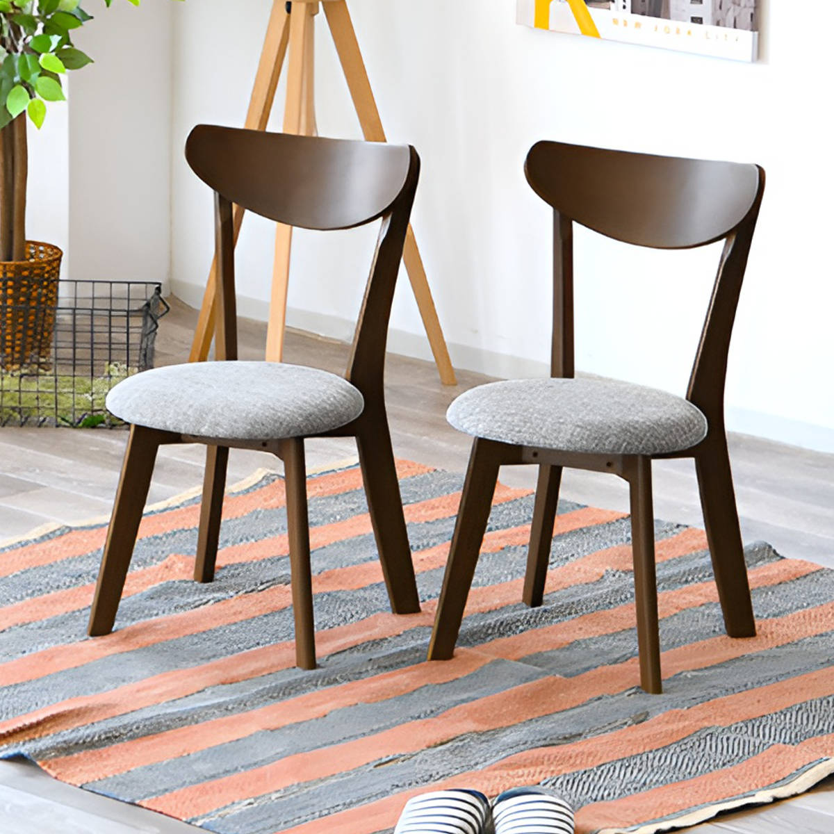 ダイニングチェア 2脚セット 疲れにくい 背もたれ ファブリック 木製
