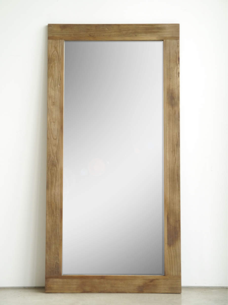 木製スタンドミラー ブラウン　90㎝✖️180㎝ GART スタンドミラー 天然木 全身 木枠 90x180cm （ 開梱設置