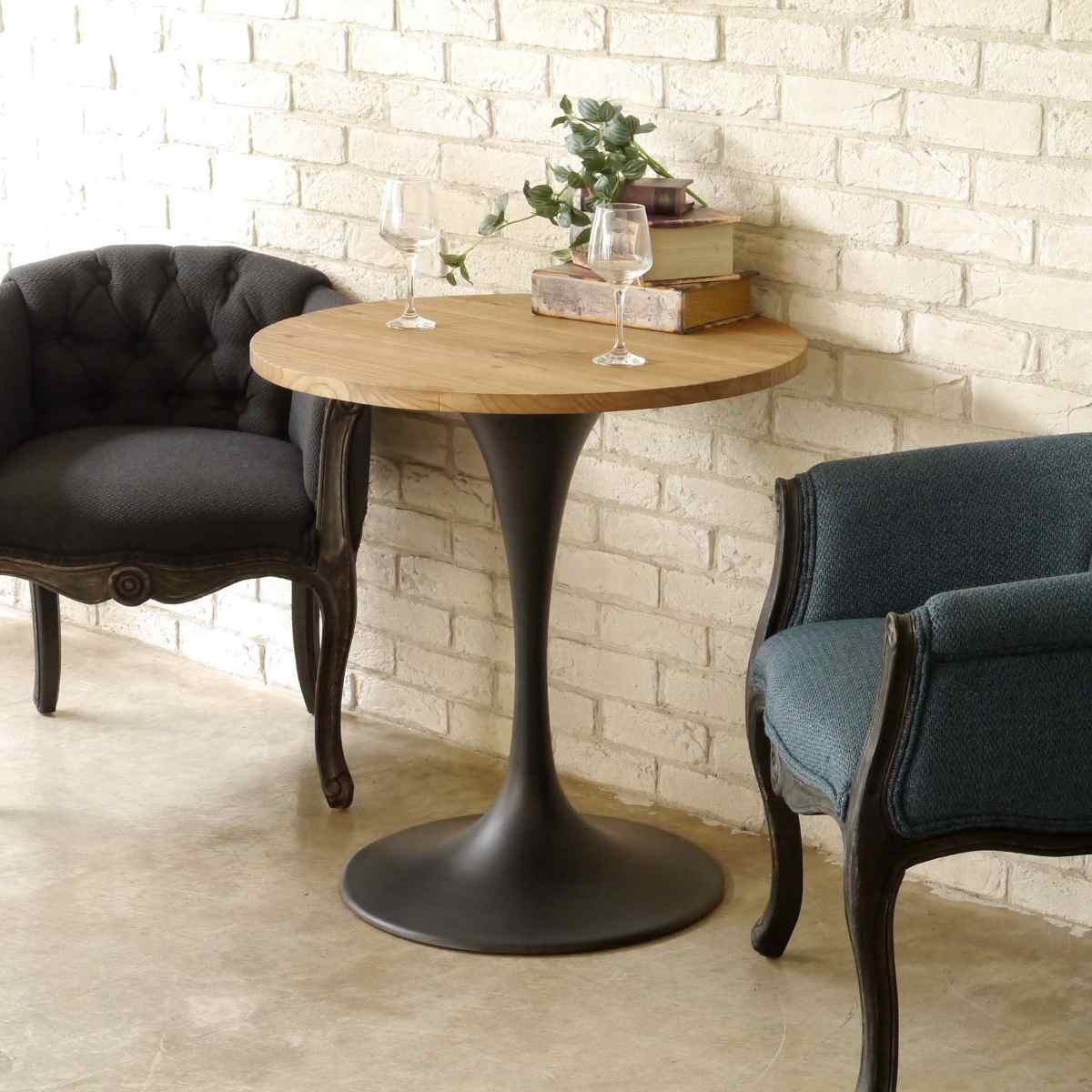 GART（ガルト） カフェテーブル 一人暮らし 丸 天然木 幅70cm （ 丸