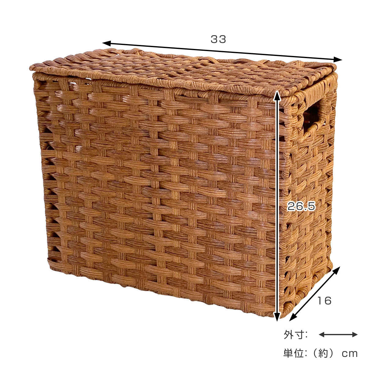 バスケット フェイクメイズラタンPP 3個セット 蓋付角型抜き手