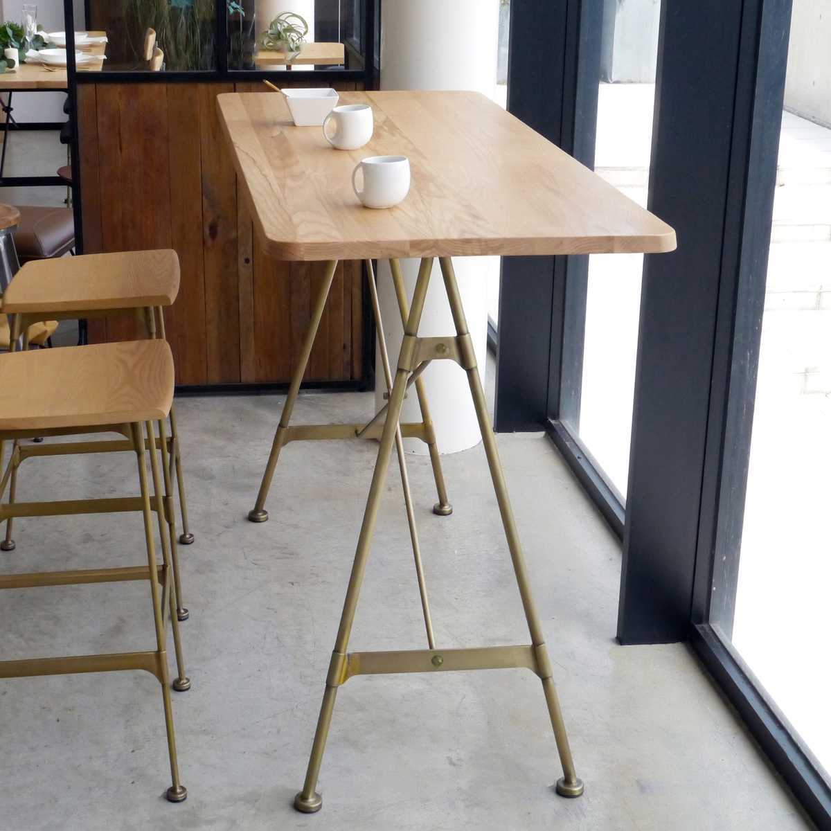 GART（ガルト） カウンターテーブル おしゃれ 天然木 ゴールドフレーム