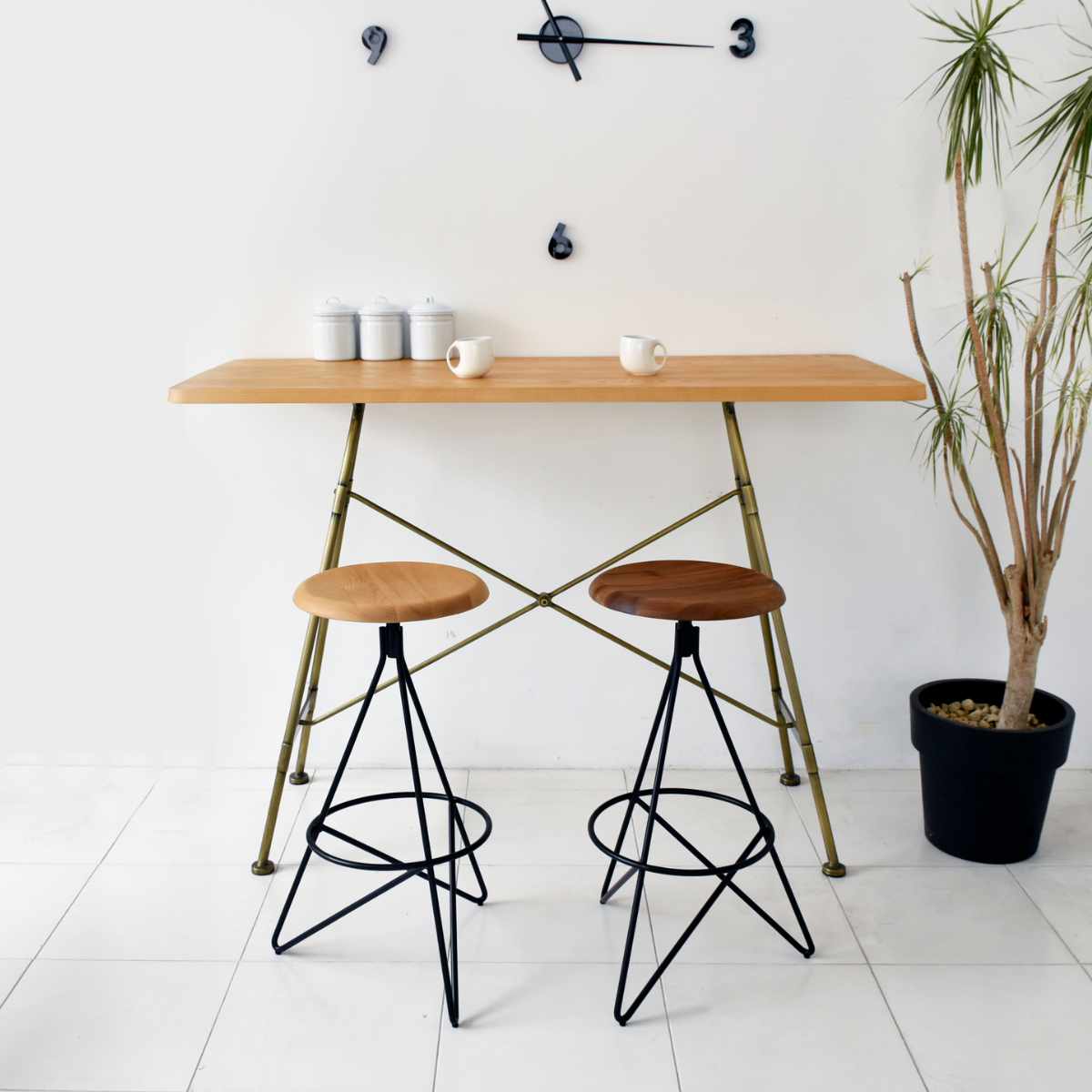 GART（ガルト） カウンターテーブル おしゃれ 天然木 ゴールドフレーム