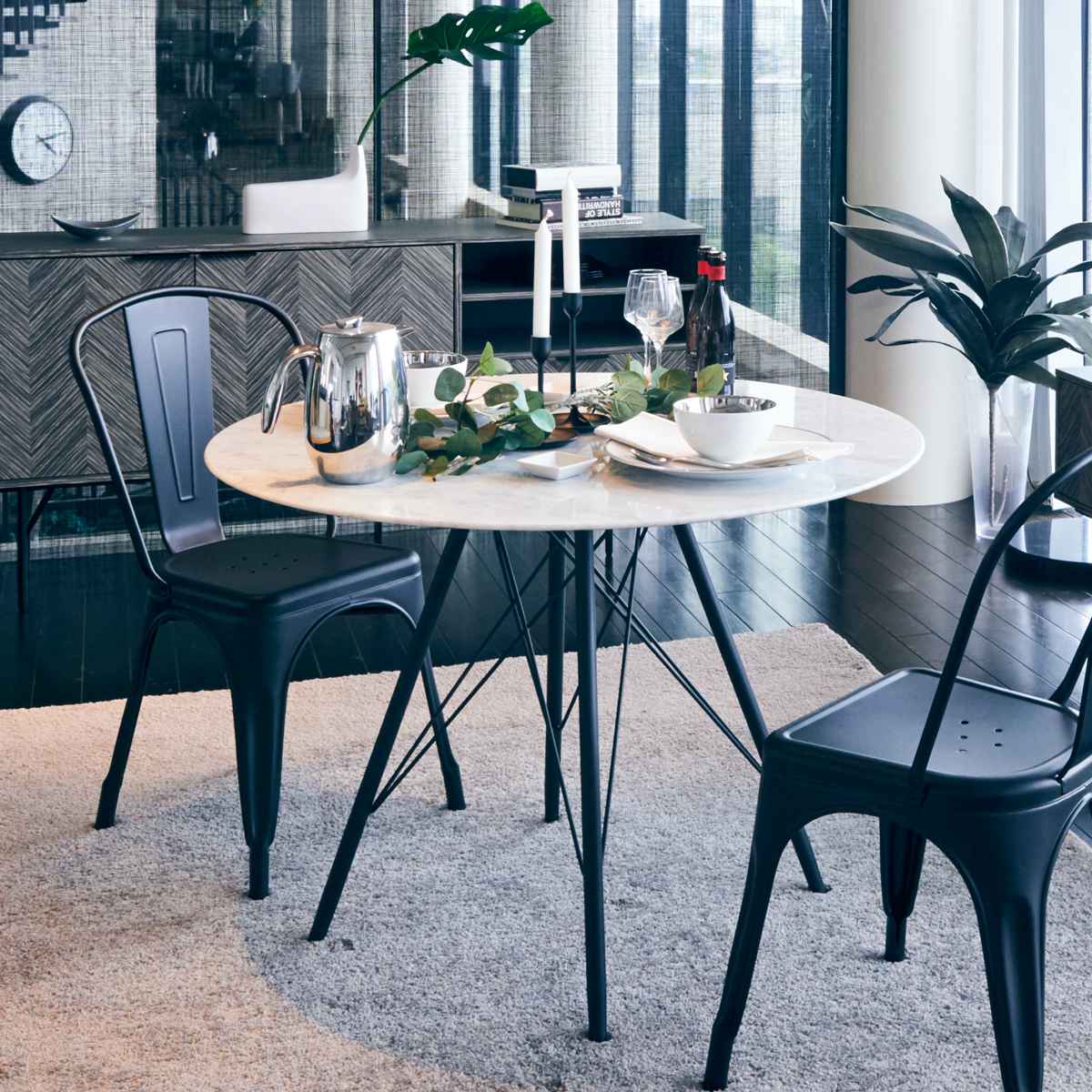 GART（ガルト） カフェテーブル 一人暮らし 丸 天然大理石 モダン 高さ