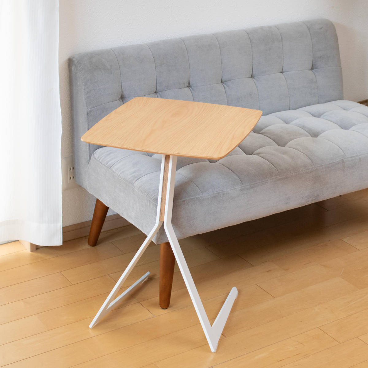 GART（ガルト） サイドテーブル 幅44cm 高さ59cm コの字型 オーク