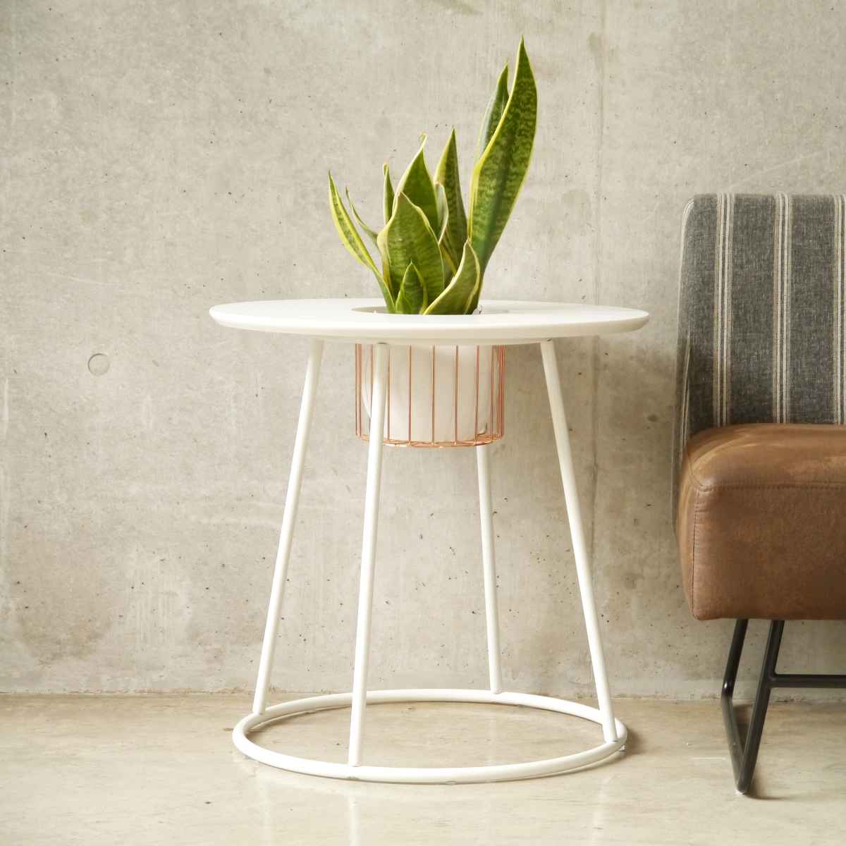 GART（ガルト） プランターテーブル 円型 鉢置きバスケット付 直径55cm