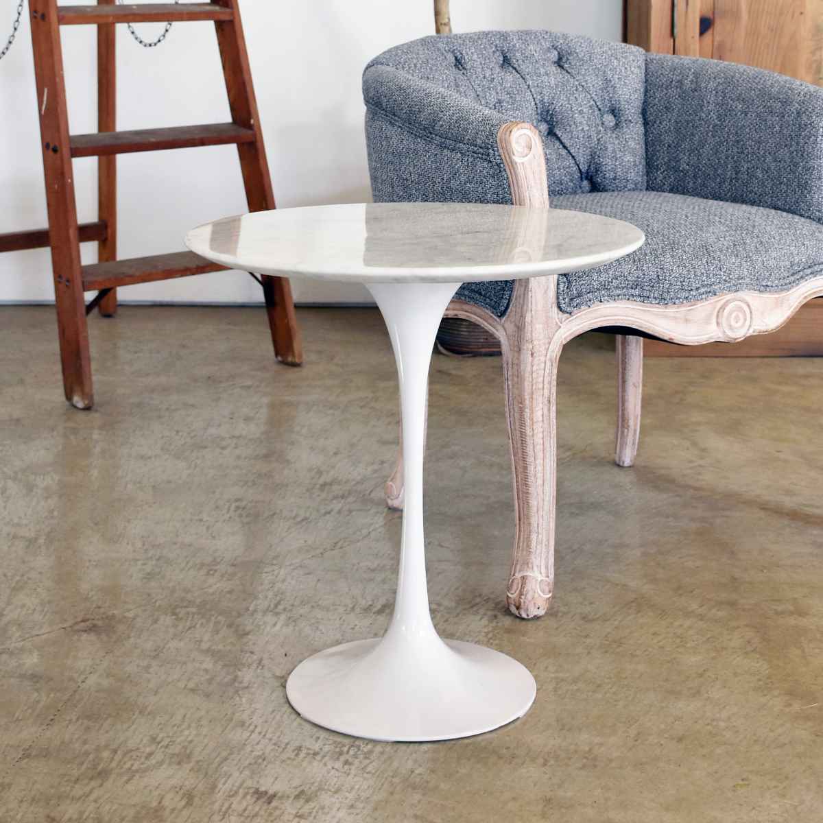 大田　丸型テーブル GART（ガルト） サイドテーブル 円型 天然大理石天板 直径50cm