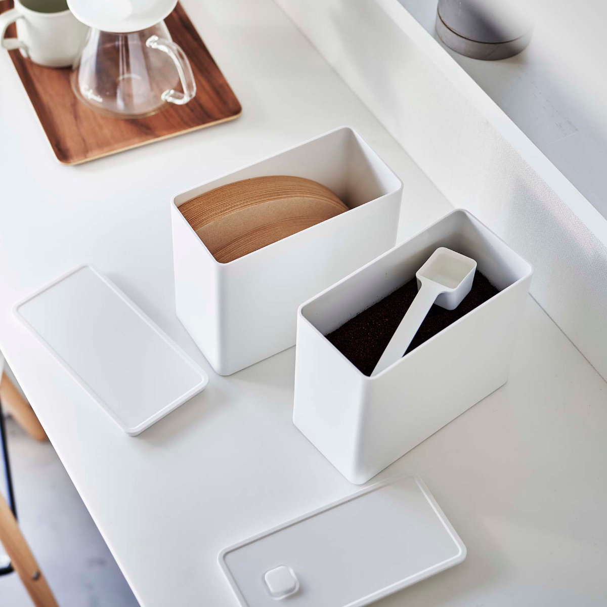 tower 山崎実業 バルブ付き密閉コーヒーキャニスター＆フィルター収納