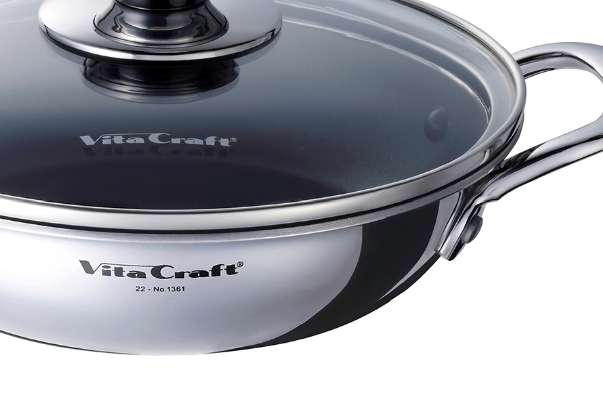 Vita Craft テーブルパン 18cm ガラス蓋付き 両手フライパン Vita Craft テーブルパン 18cm ガラス蓋付き 両手フライパン