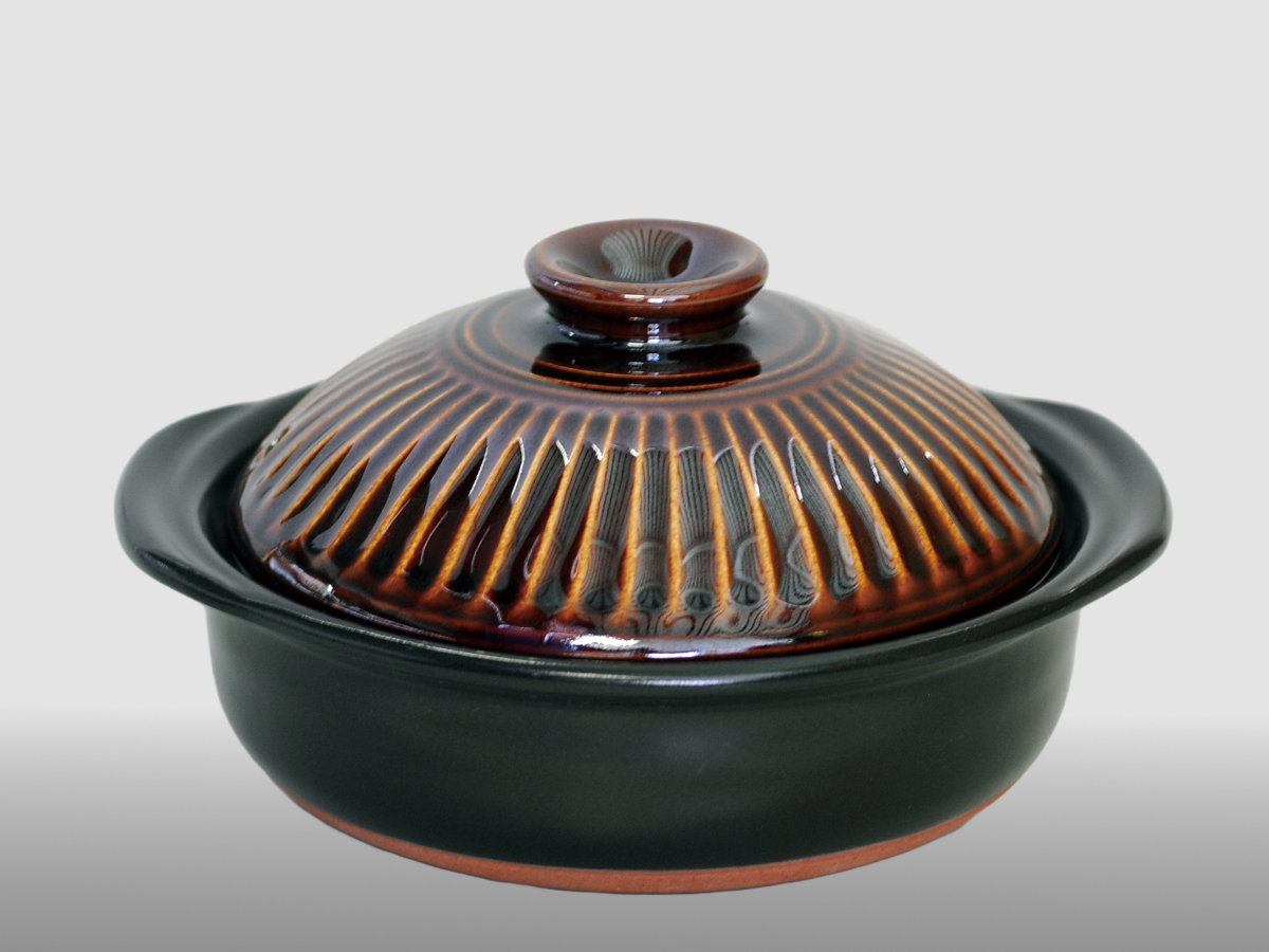 マルヨシ陶器 土鍋 6号 直火専用 菊花 萬古焼 日本製 （ ガス火対応