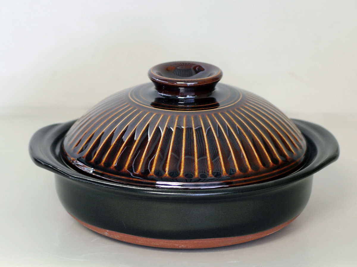 マルヨシ陶器 土鍋 8号 直火専用 菊花 萬古焼 日本製 （ ガス火対応