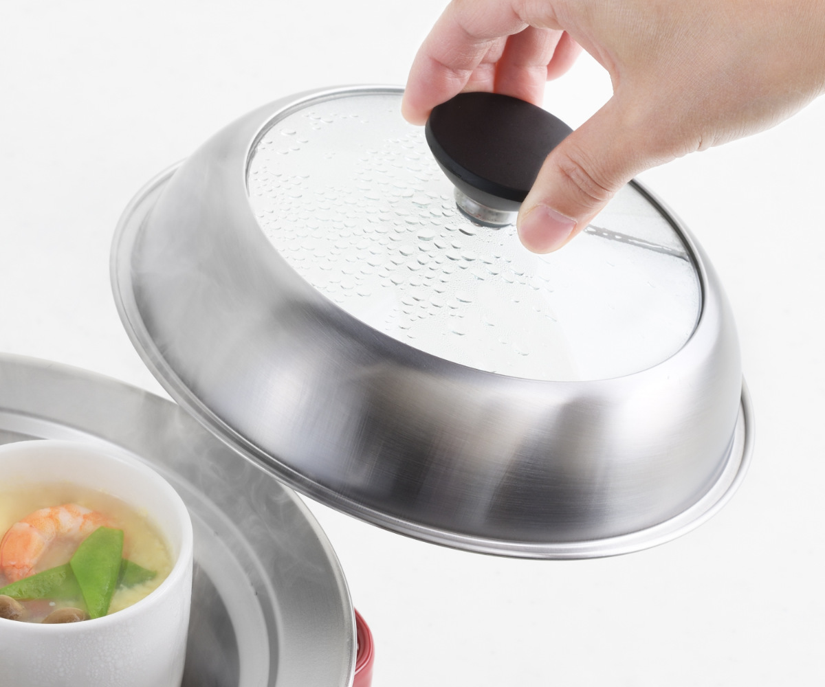 ヨシカワ お鍋用蒸し器 18〜20cm用 ガラス蓋付き 日本製