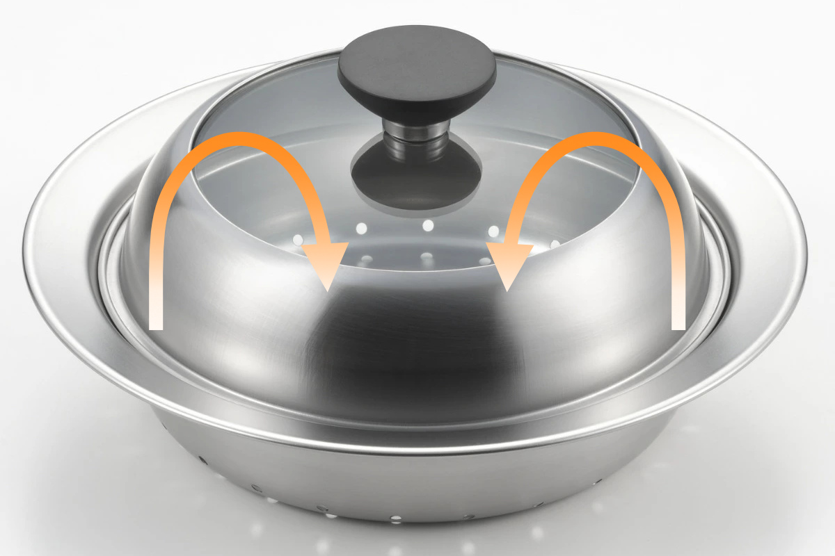 ヨシカワ お鍋用蒸し器 18〜20cm用 ガラス蓋付き 日本製 （ 蒸し器