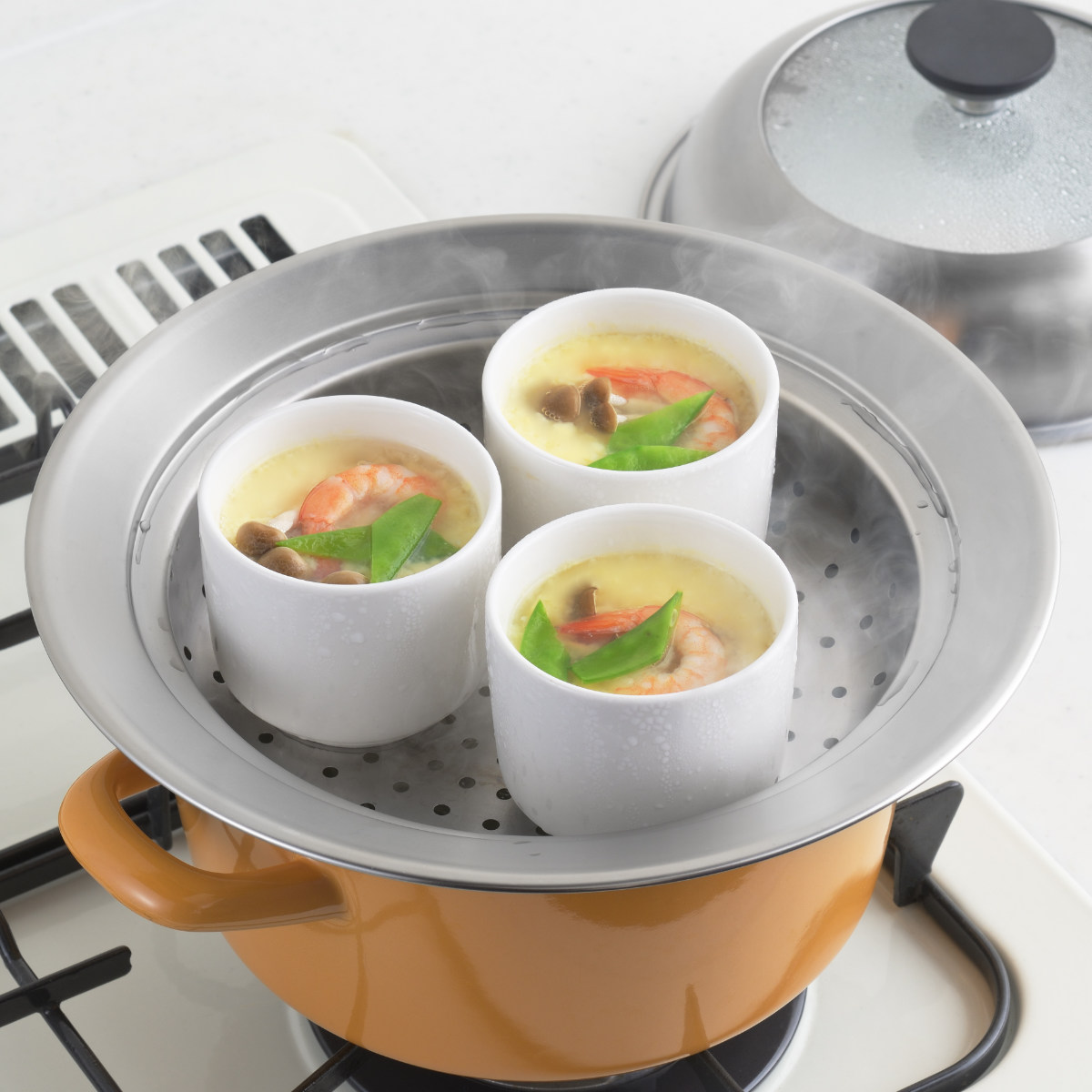 ヨシカワ お鍋用蒸し器 20〜22cm用 ガラス蓋付き 日本製 （ 蒸し器