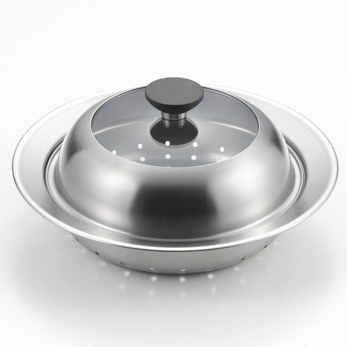 ヨシカワ お鍋用蒸し器 20〜22cm用 ガラス蓋付き 日本製 （ 蒸し器