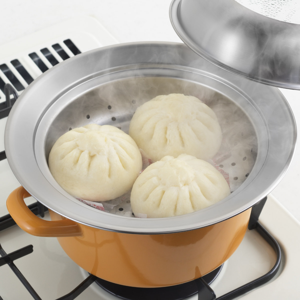 ヨシカワ お鍋用蒸し器 20〜22cm用 ガラス蓋付き 日本製 （ 蒸し器
