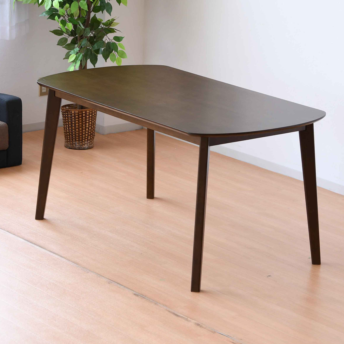 超人気！北欧 折りたたみダイニングテーブル 楕円形 テーブル単品Brown ダイニングテーブル 4人掛け 木目 幅150cm （ 奥行80cm ダイニング