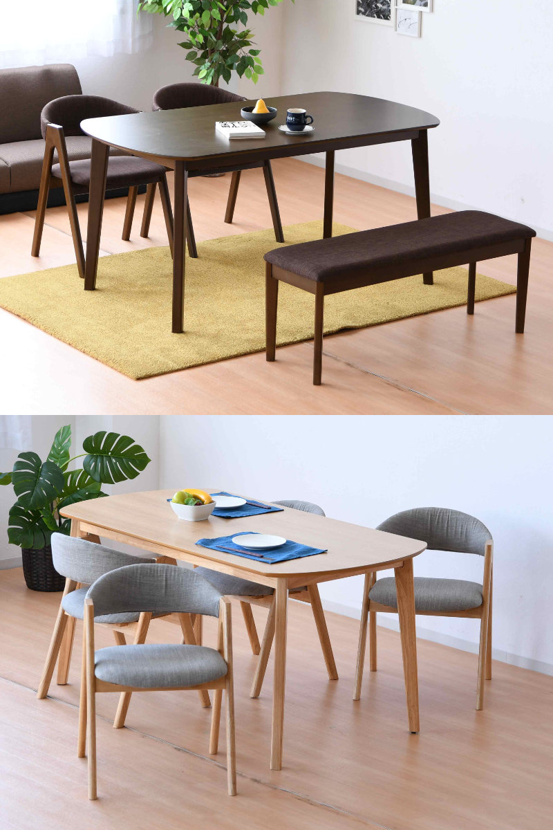 木製楕円形テーブル 約150cm x 80cm ダイニングテーブル 4人掛け 木目 幅150cm （ 奥行80cm